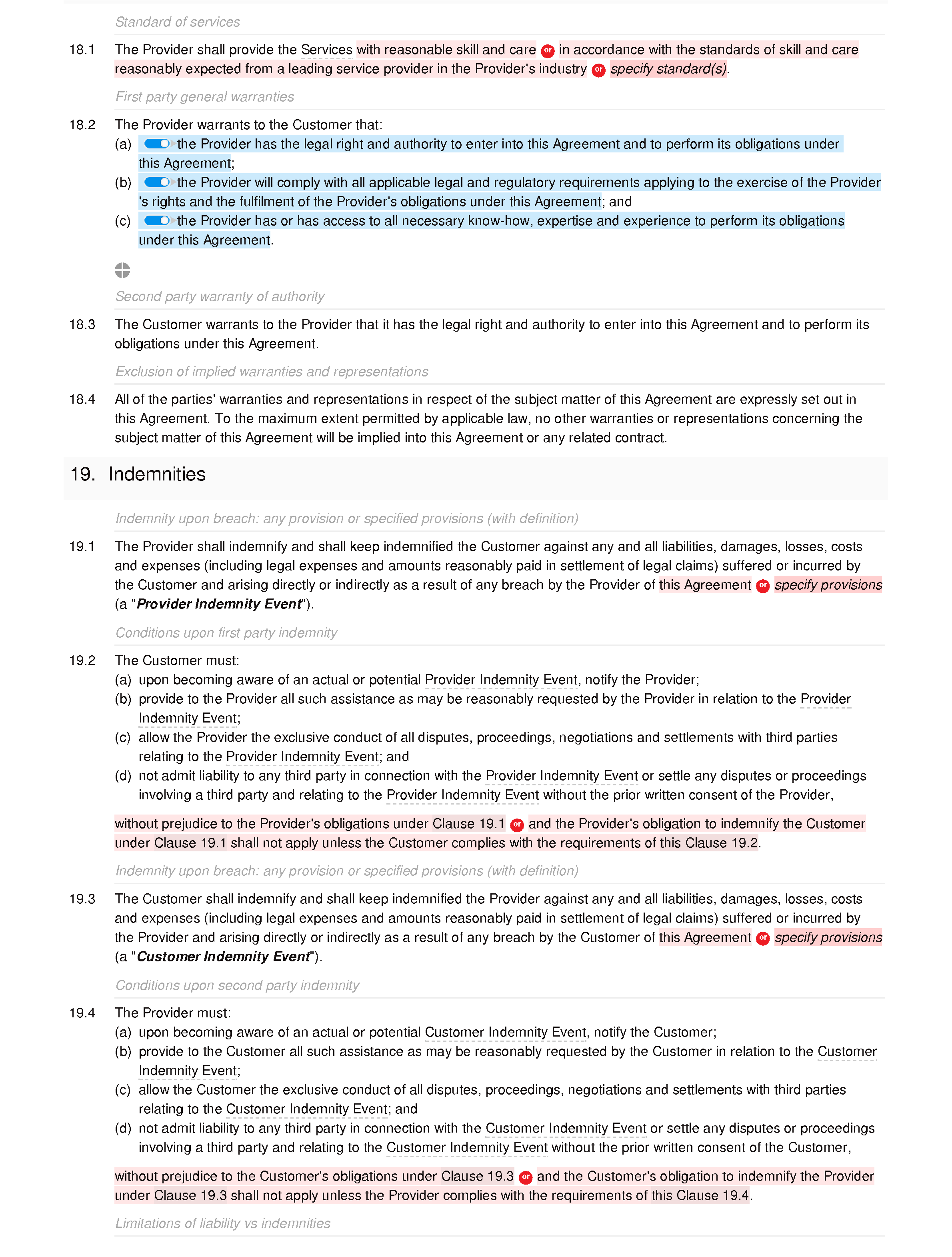 Web services agreement document editor preview