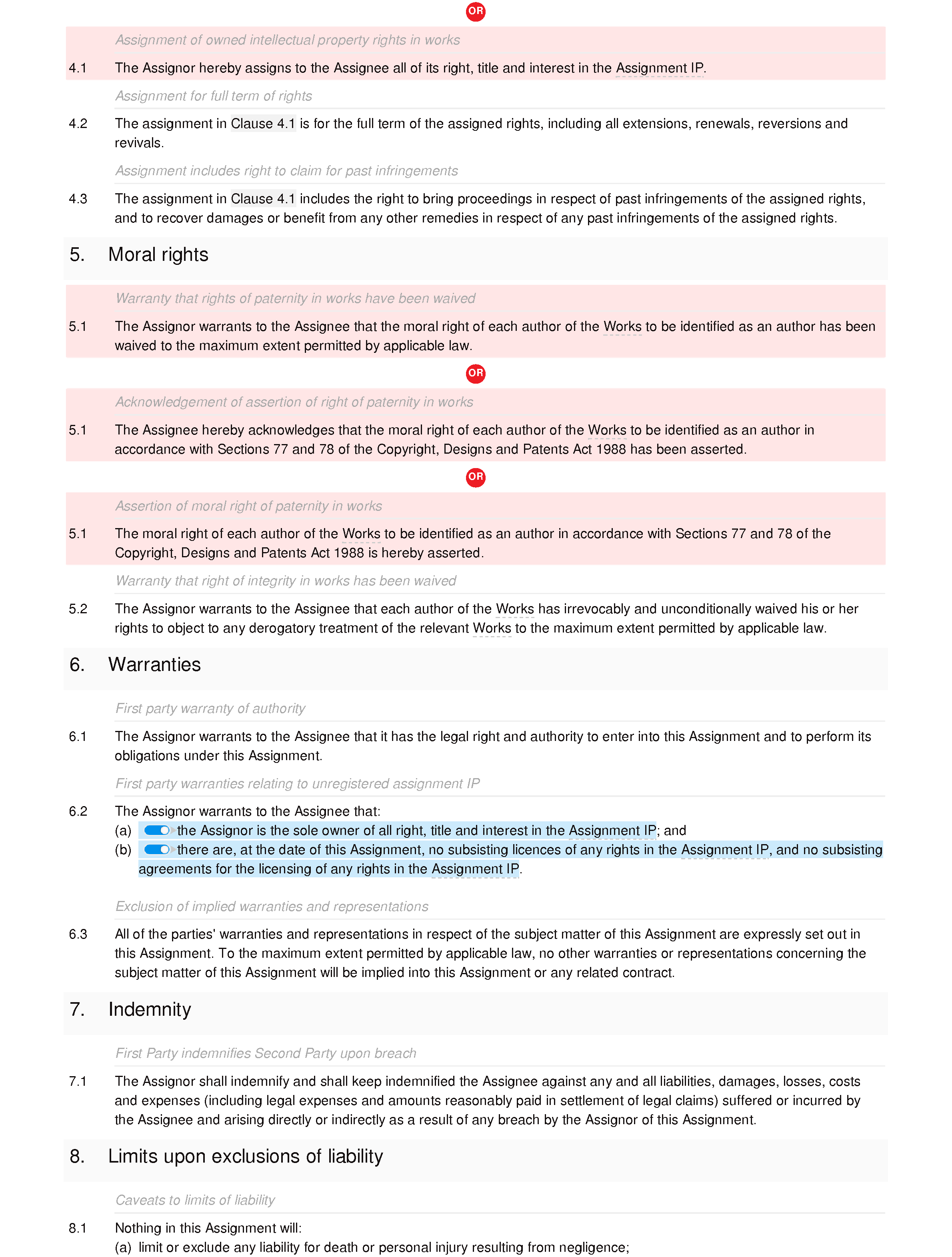 Free assignment of copyright document editor preview