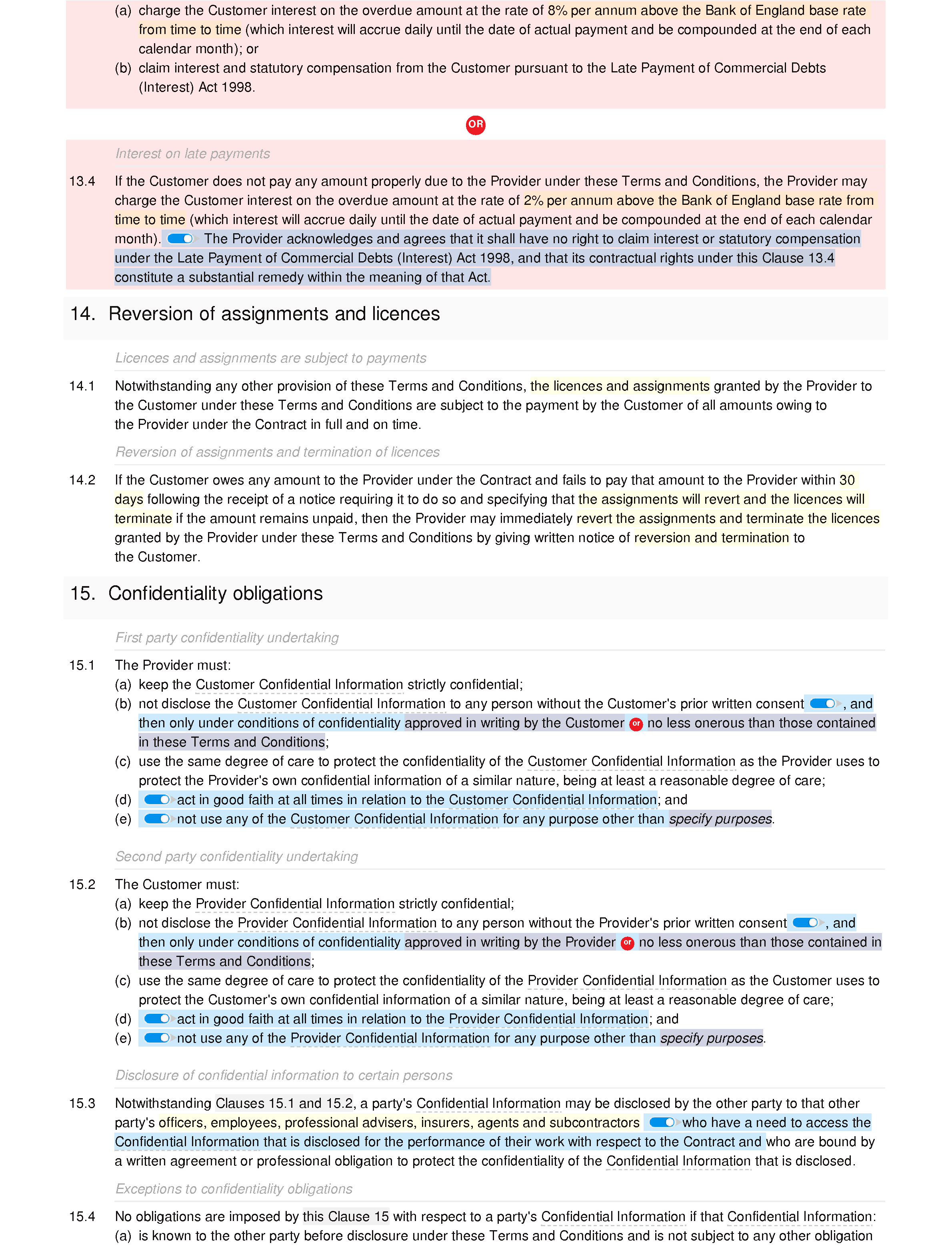 Web services terms and conditions document editor preview