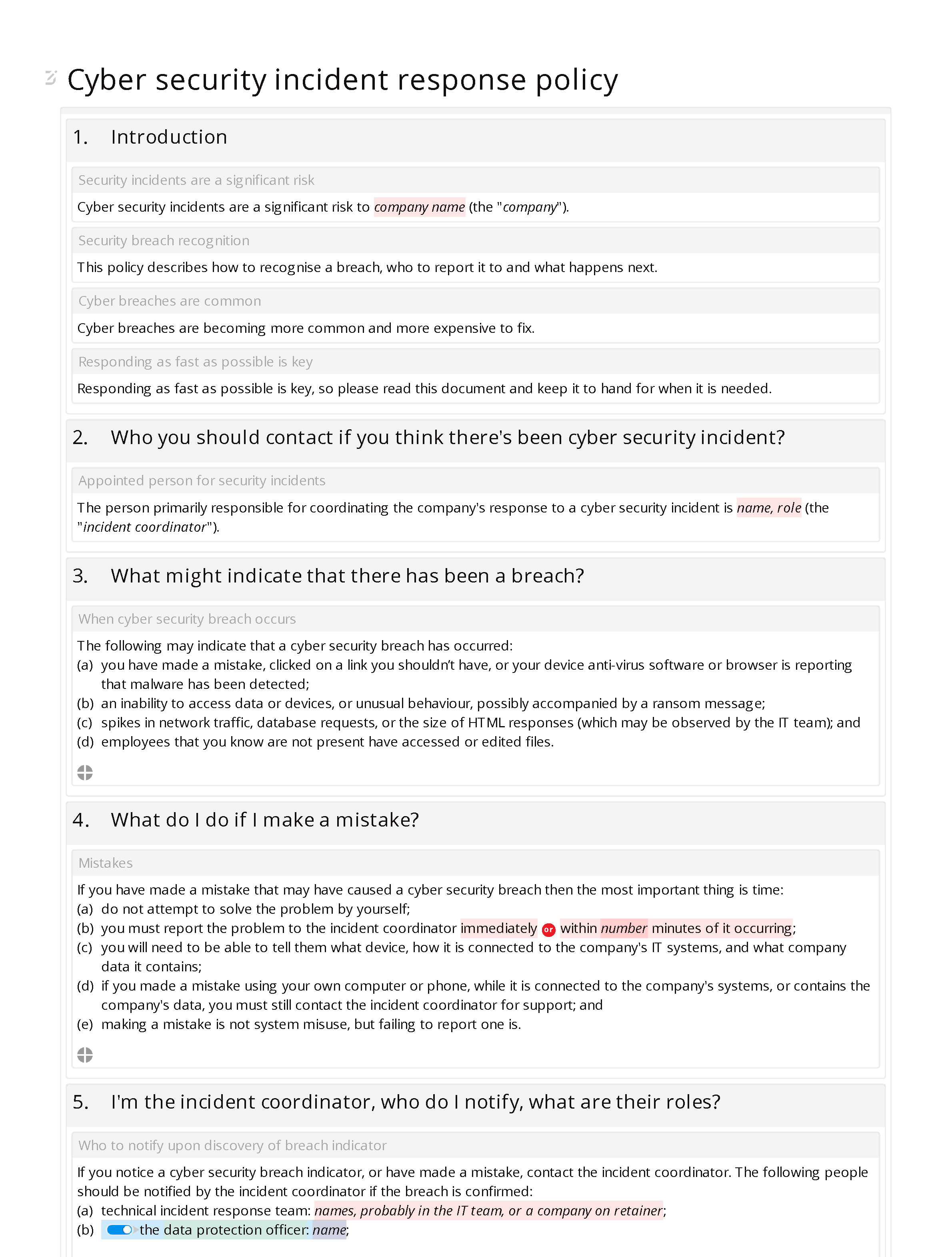  Cyber Security Incident Response Policy Docular