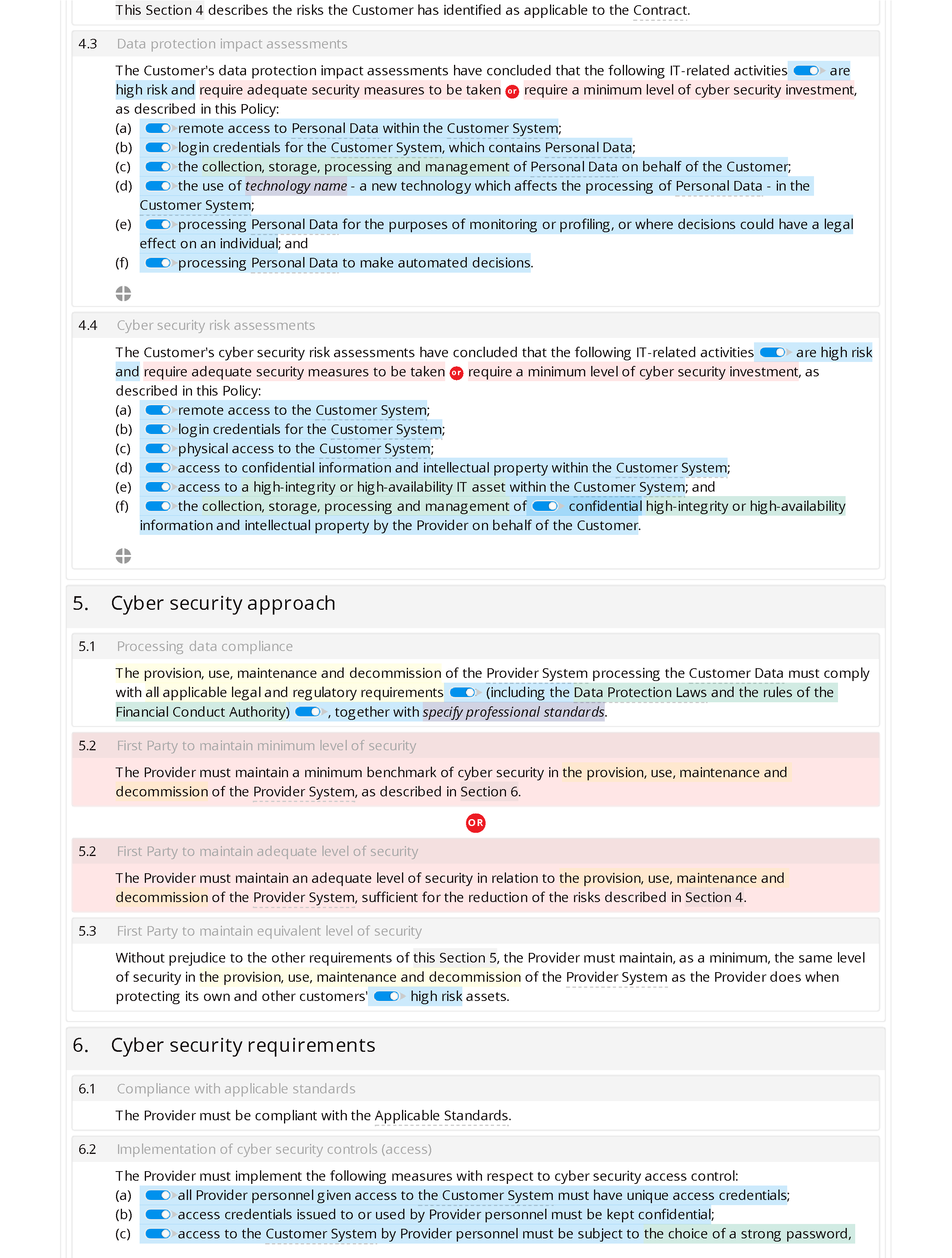 Supply chain cyber security policy (standard) document editor preview