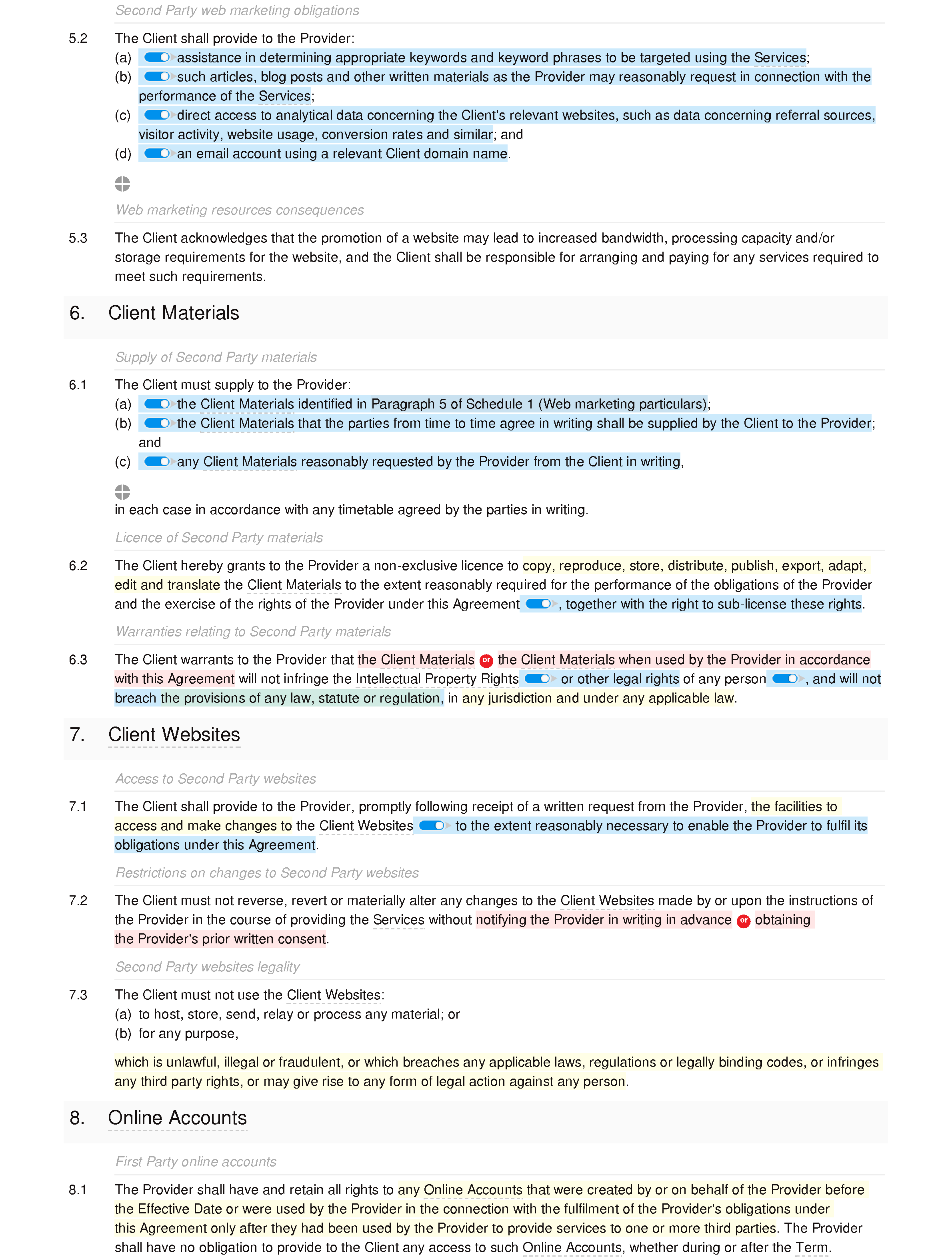 Free SEO agreement document editor preview