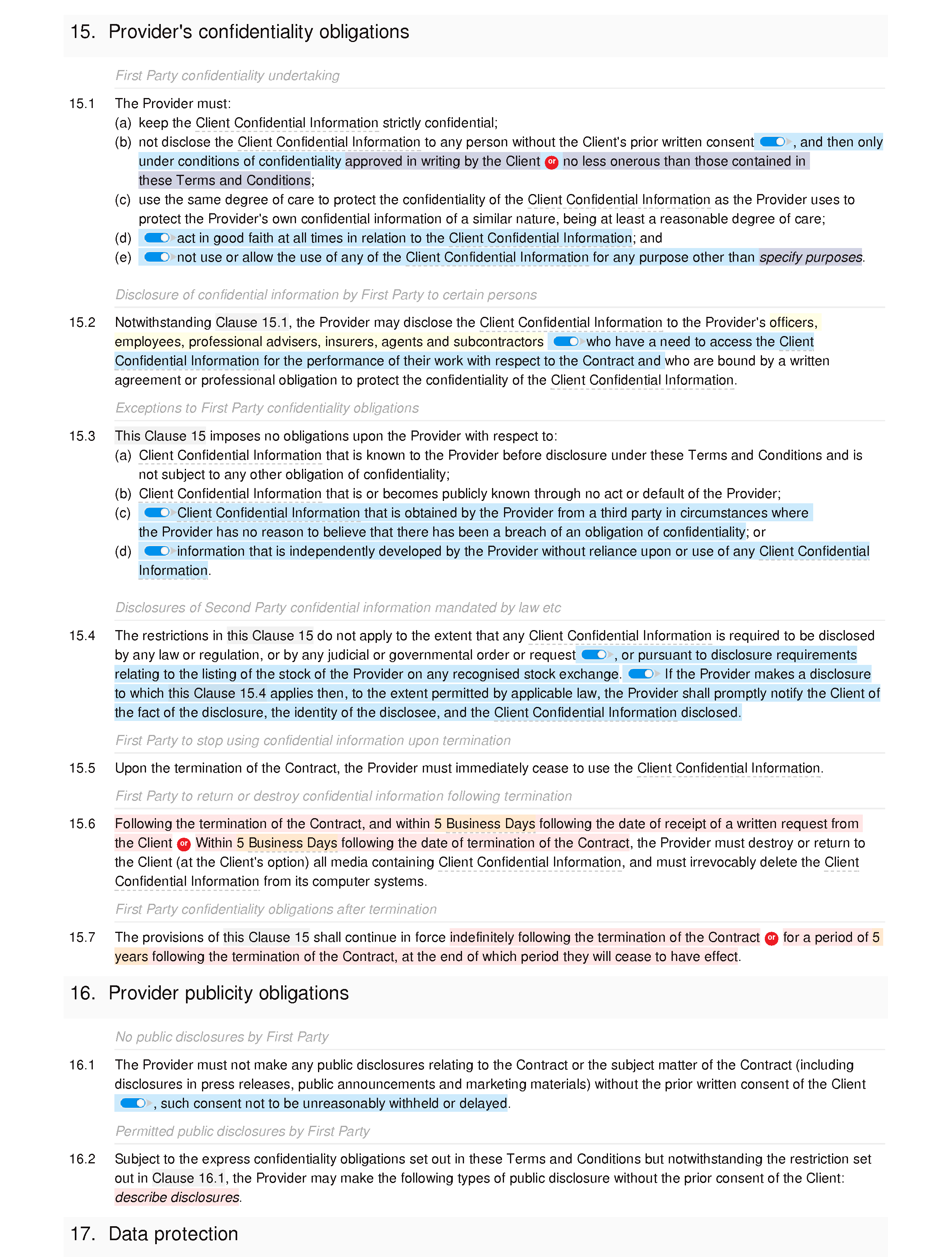 Film production and photography terms and conditions document editor preview