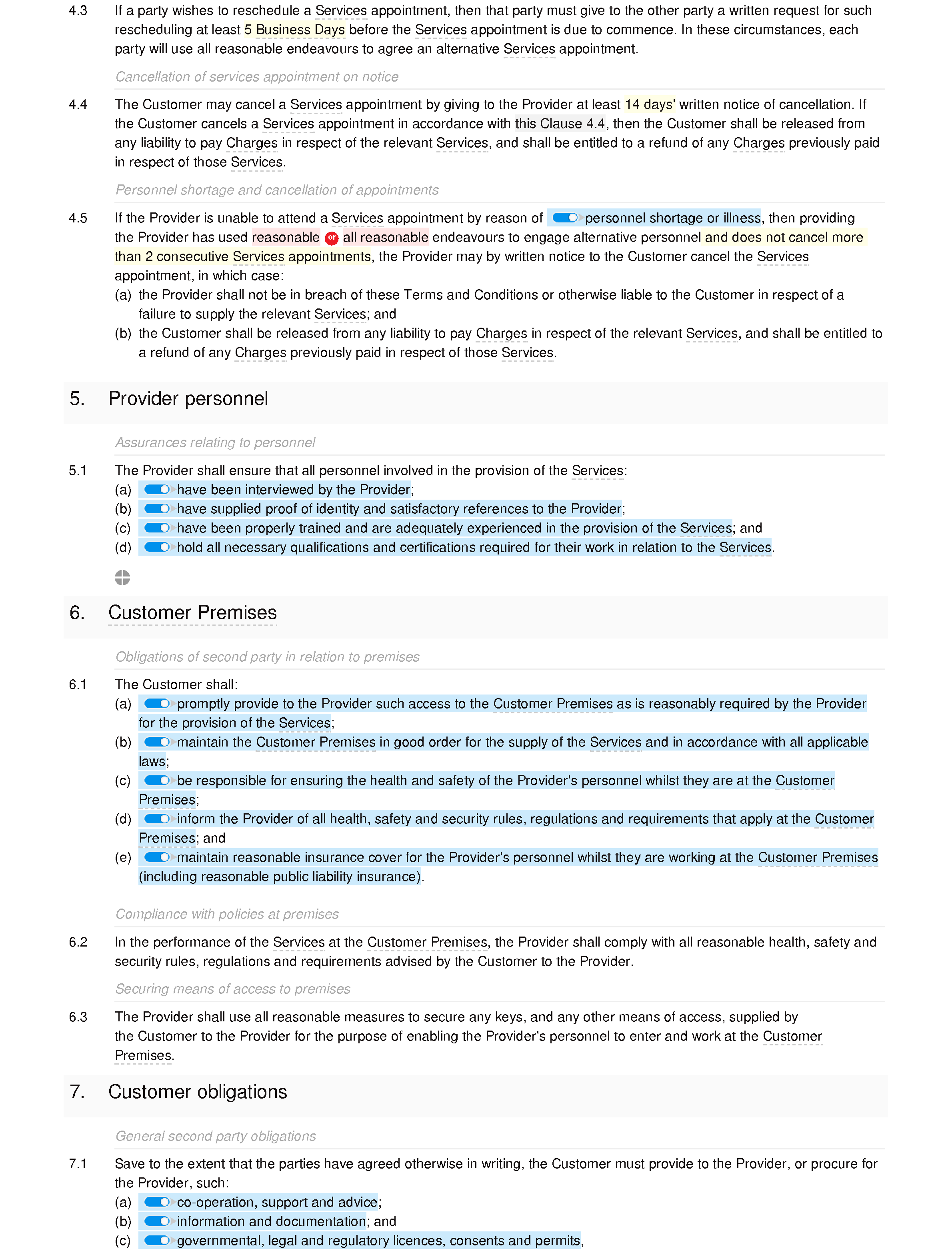 Office cleaning terms and conditions document editor preview