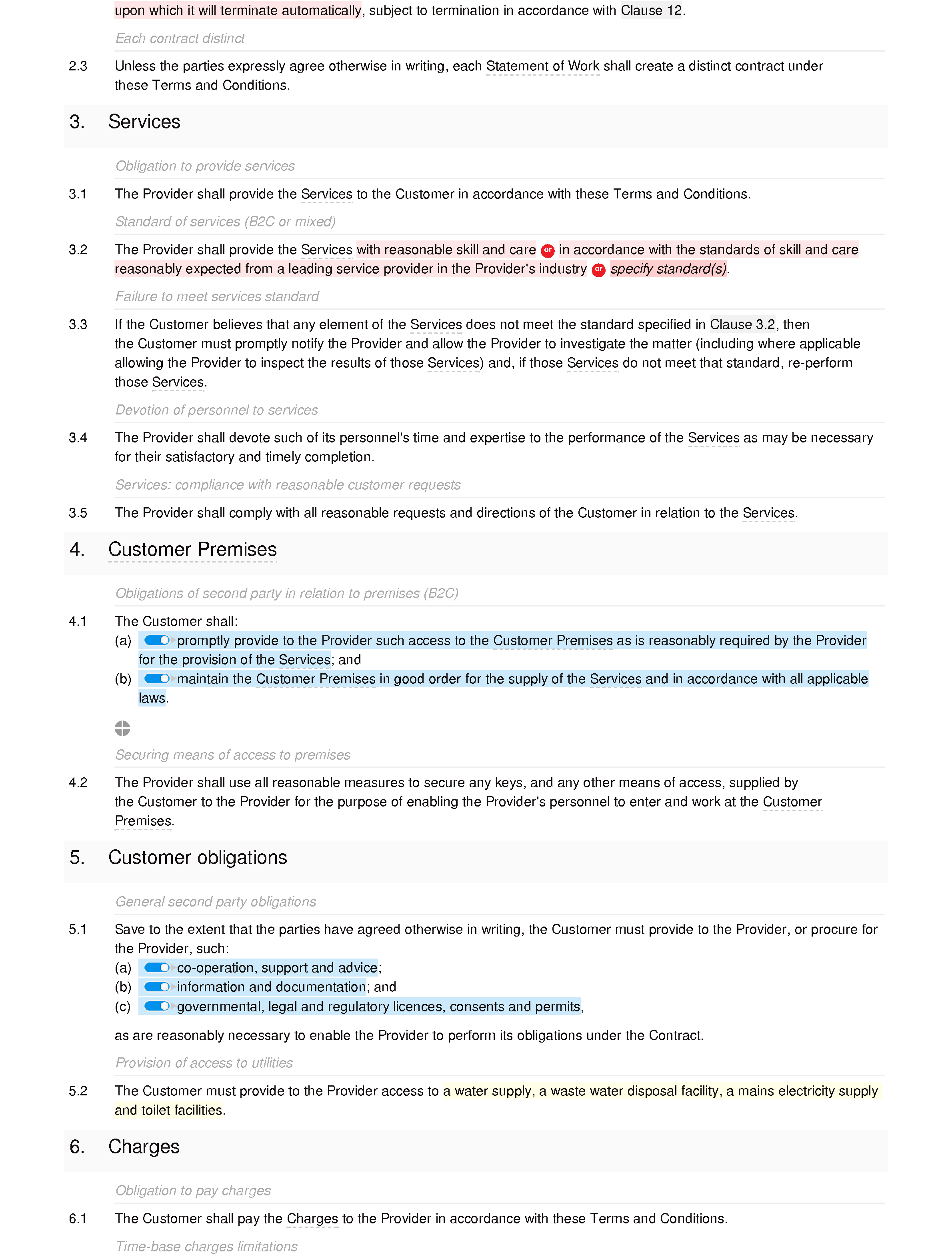 Domestic cleaning terms and conditions document editor preview