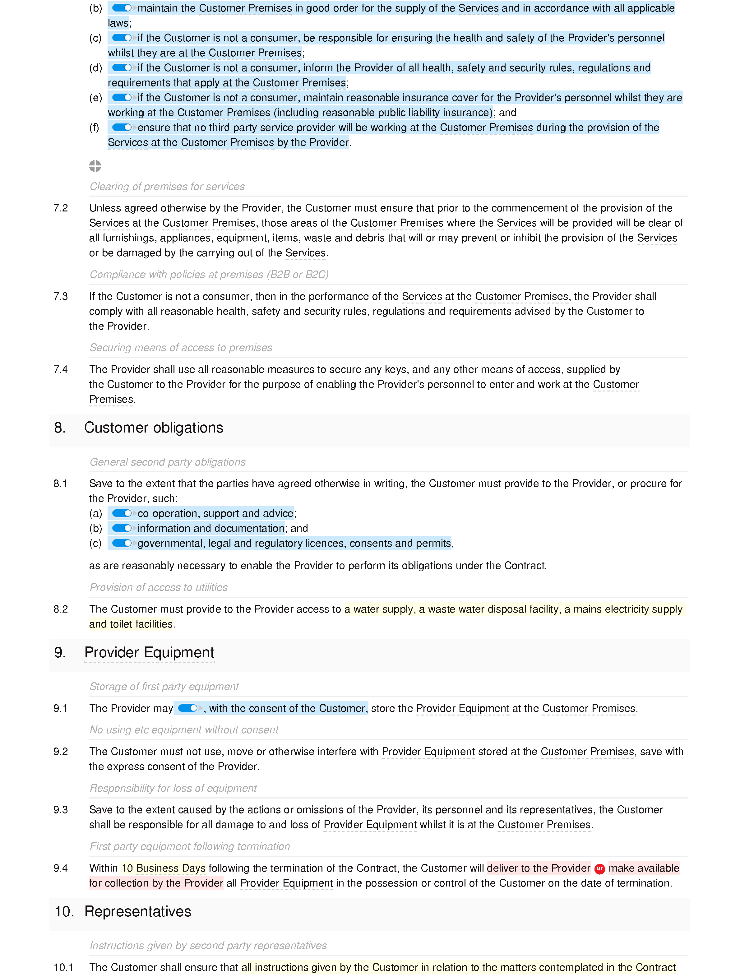 Plastering services terms and conditions document editor preview