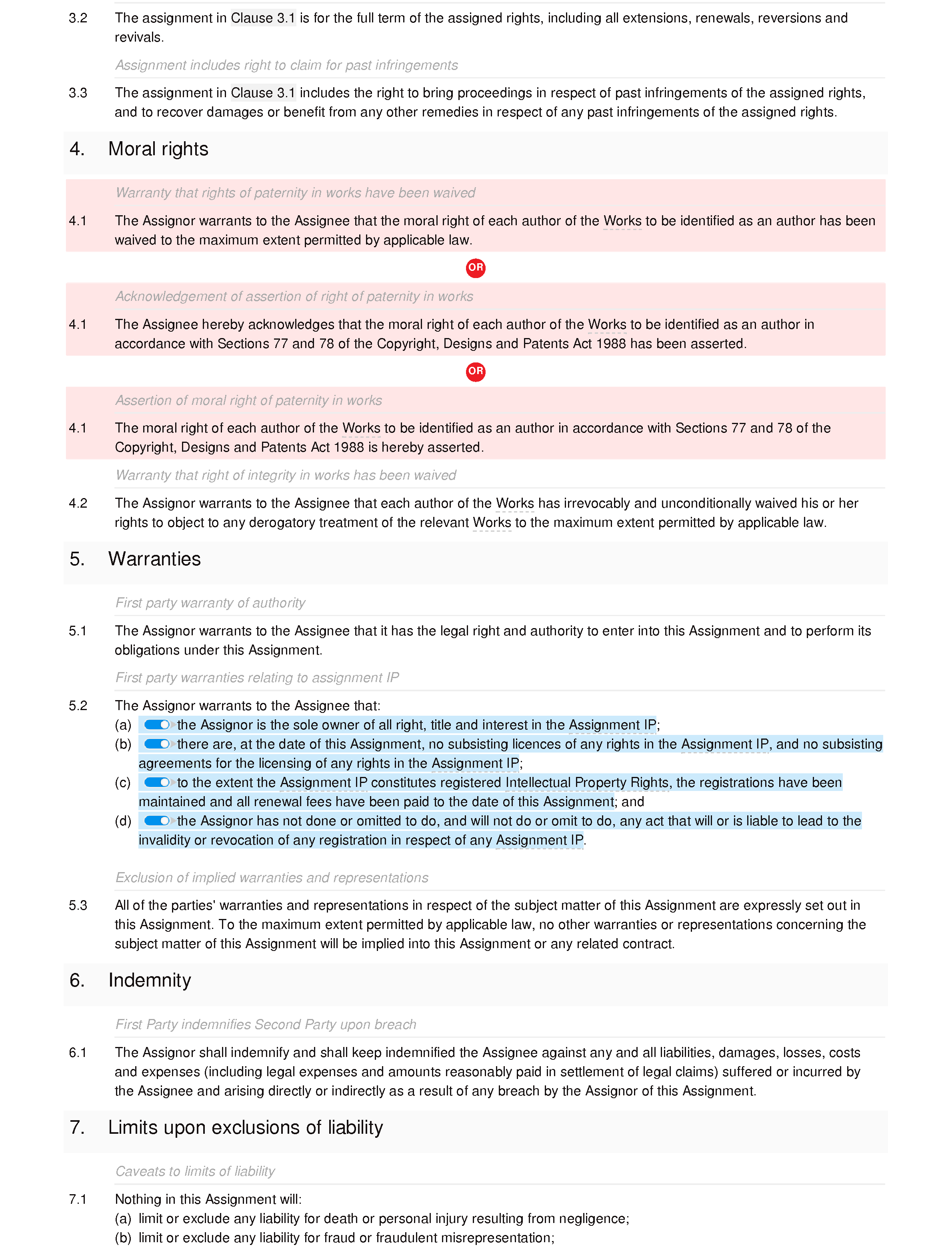 intellectual property rights for assignment