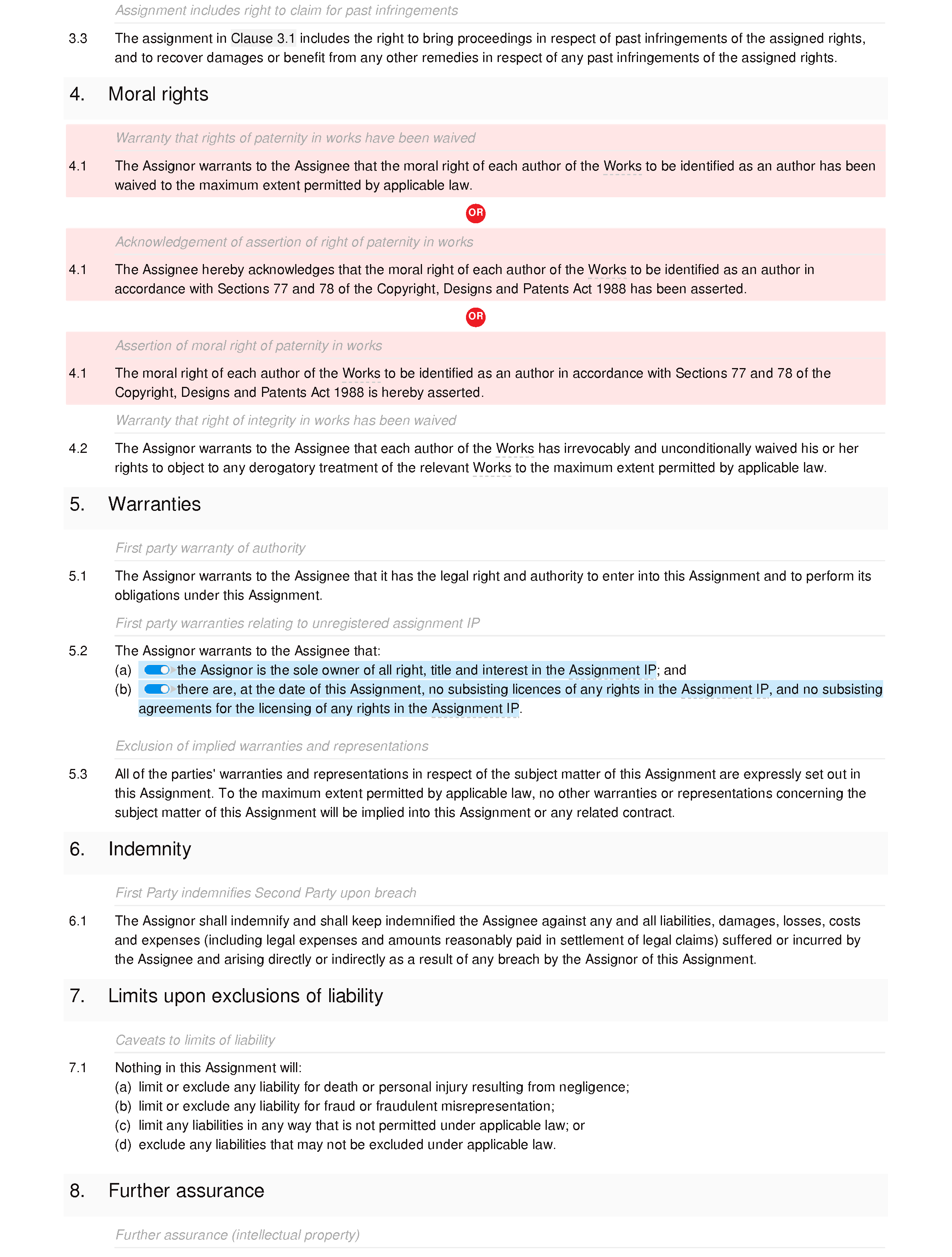 assignment of right clause