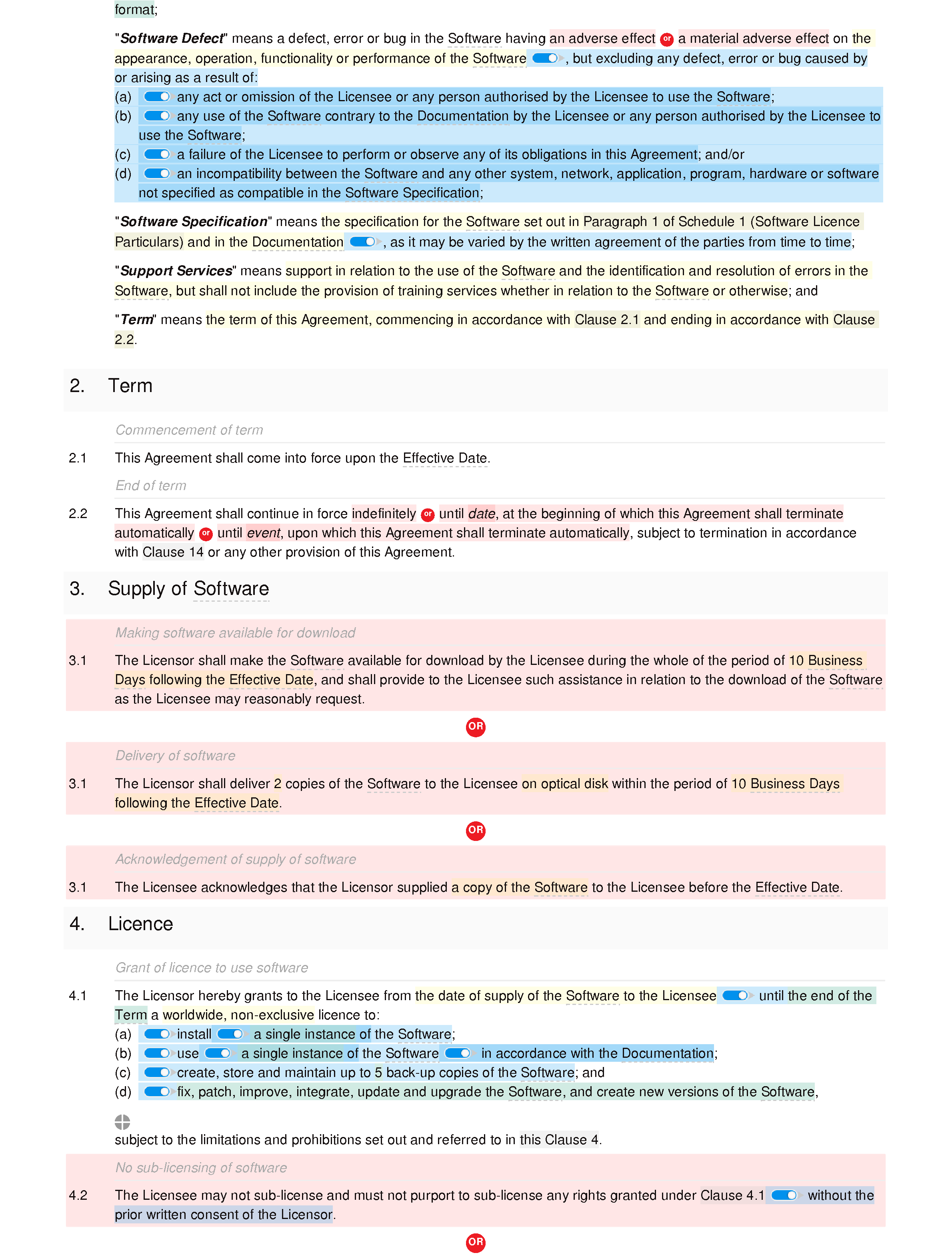 Software licence and support agreement (basic) document editor preview