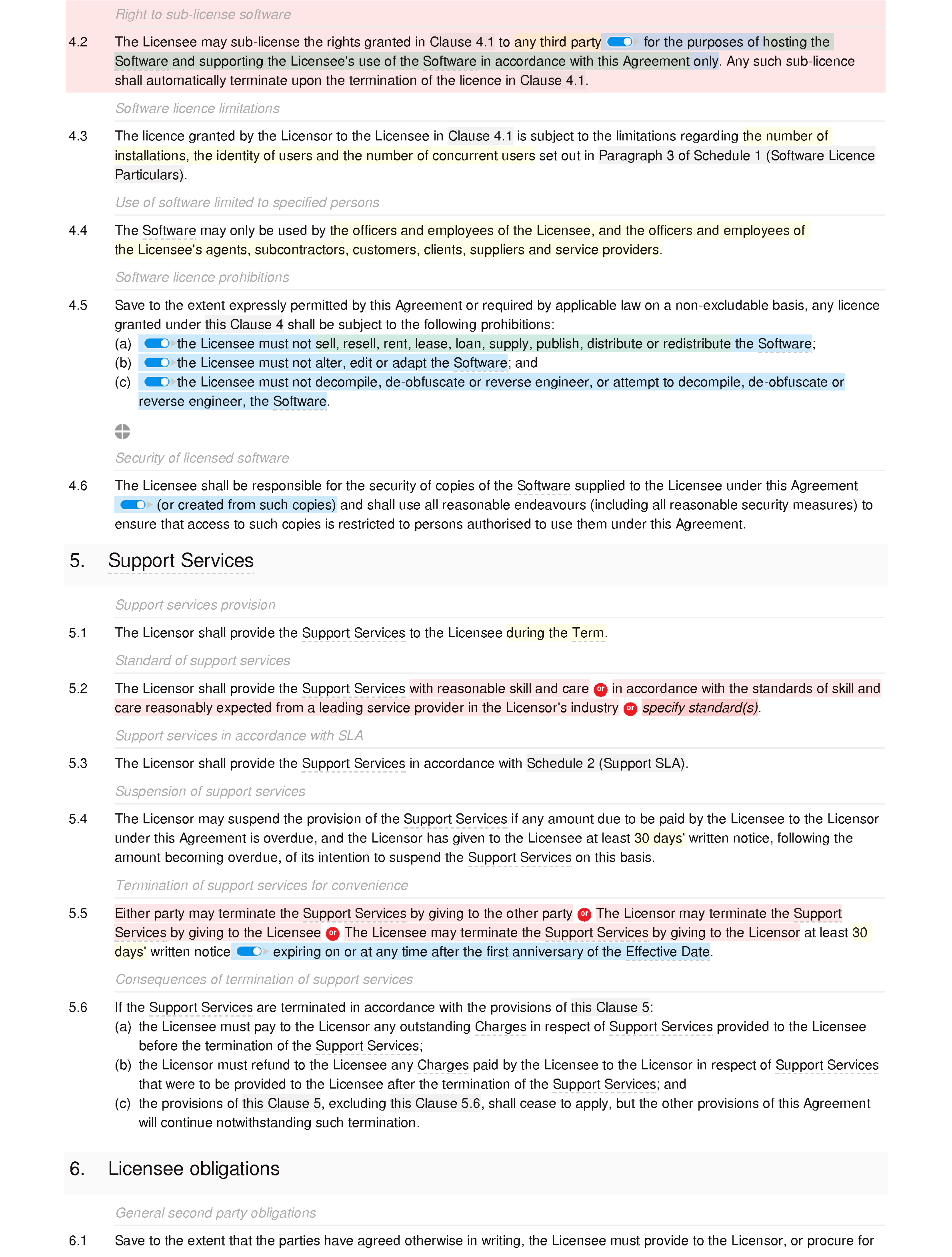 Software licence and support agreement (basic) document editor preview