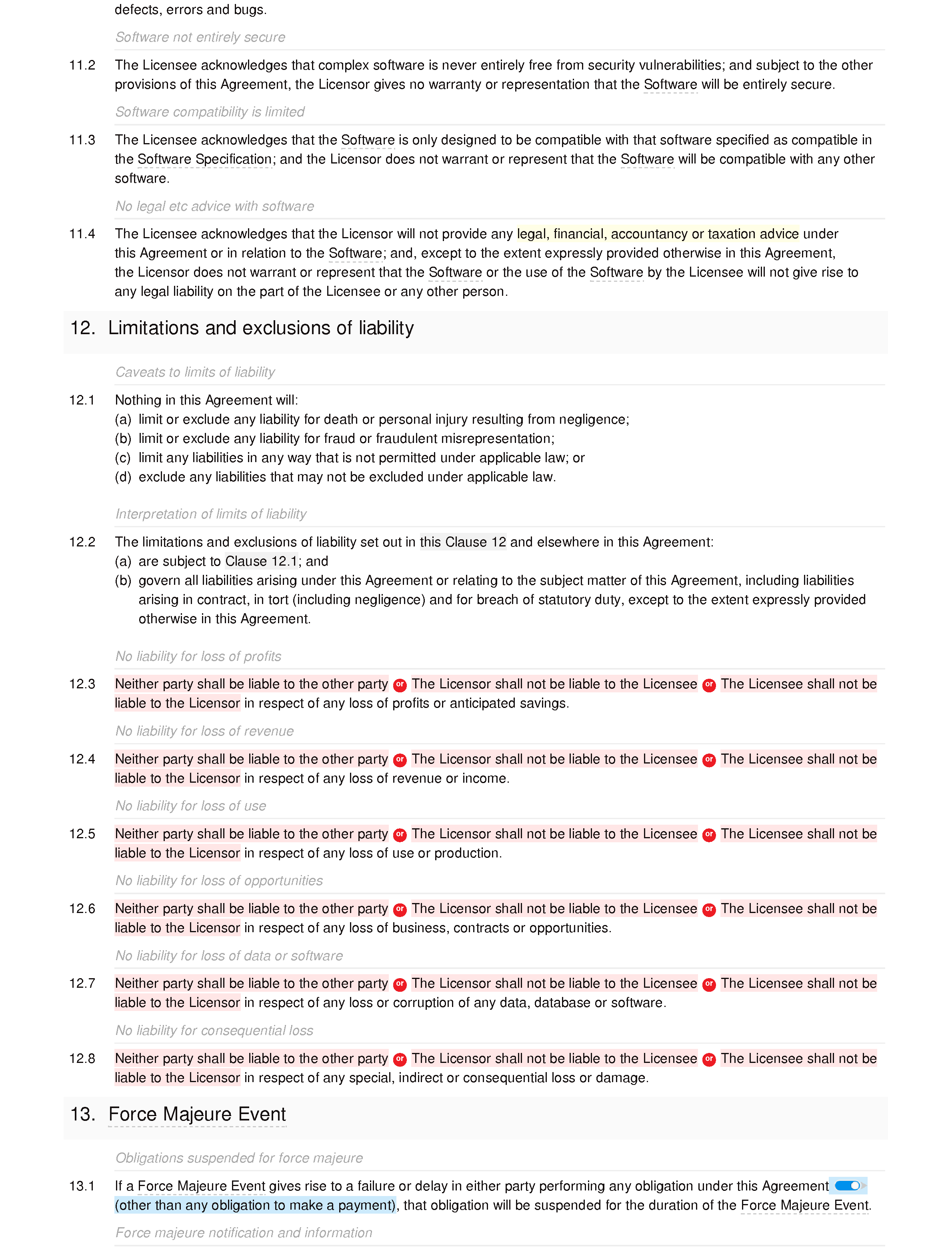 Software licence and support agreement (basic) document editor preview