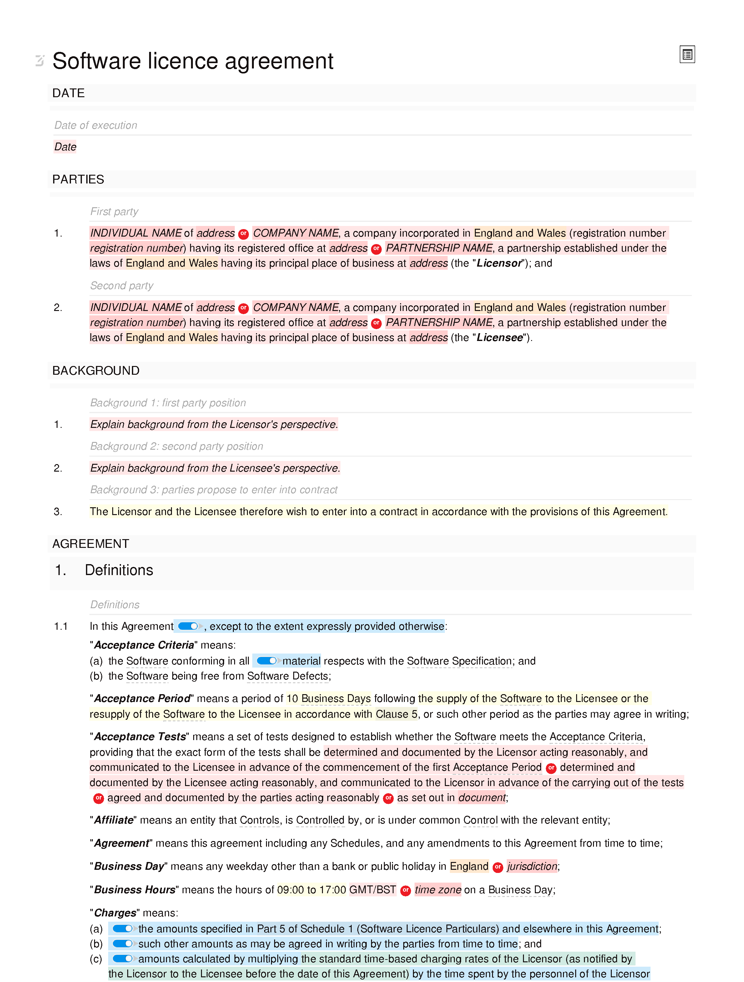 Software Licence Agreement standard Docular
