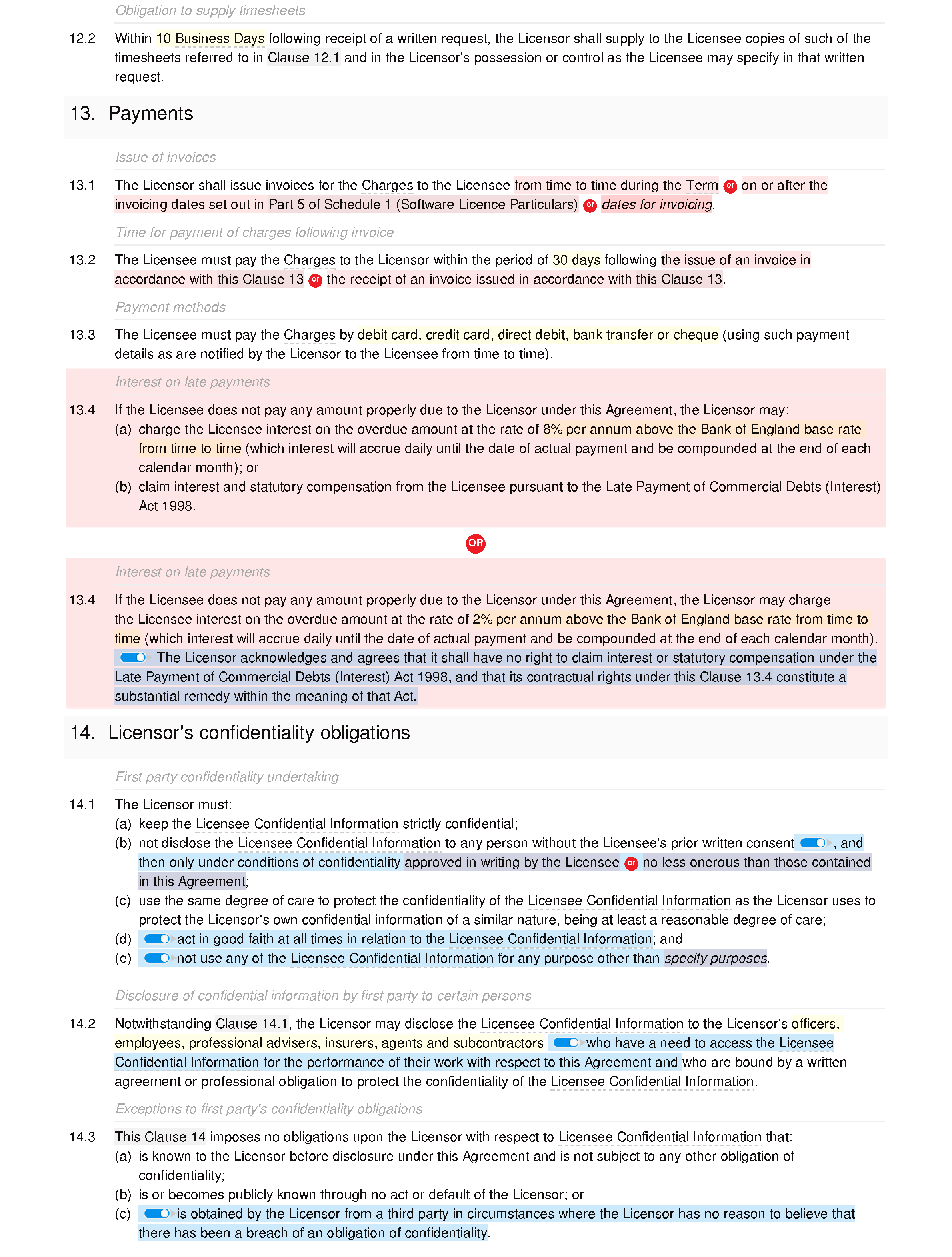 Software licence agreement (standard) document editor preview